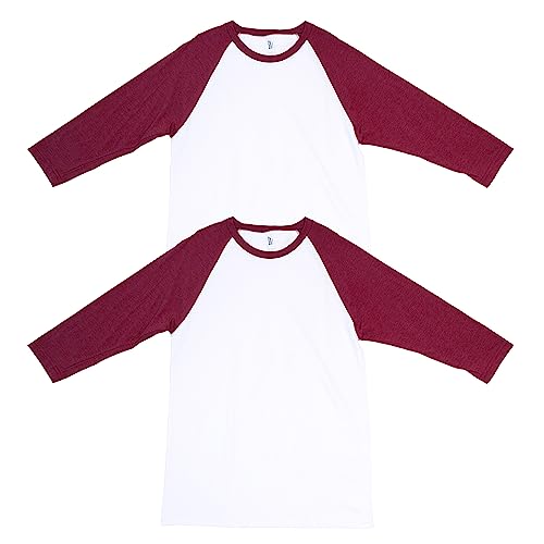 American Apparel Unisex CVC Raglan T-Shirt, Style G2003CVC, 2er-Pack, Weiß/Heather Cardinal (2er-Pack), L von American Apparel