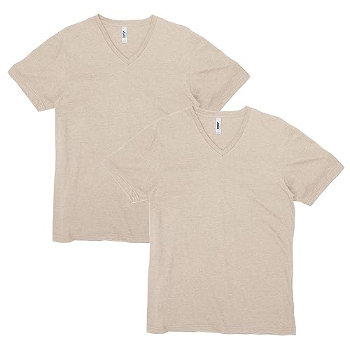 American Apparel Unisex CVC V-Neck T-Shirt, Stil G2006CVC, 2er-Pack, Heather Bone (2er-Pack), S von American Apparel