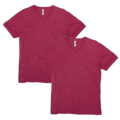 American Apparel Unisex CVC V-Neck T-Shirt, Stil G2006CVC, 2er-Pack, Heather Cardinal (2er-Pack), XXL von American Apparel