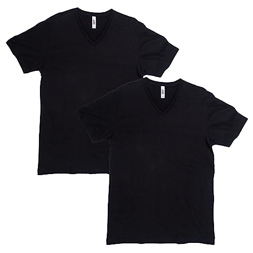 American Apparel Unisex CVC V-Neck T-Shirt, Stil G2006CVC, 2er-Pack, Schwarz (2er-Pack), L von American Apparel