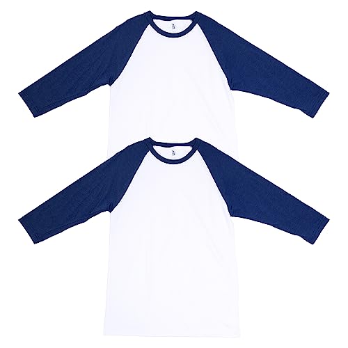 American Apparel Unisex-Erwachsene CVC Raglan, Style G2003cvc, T-Shirt, Weiß/Heather Indigo (2er-Pack), L von American Apparel