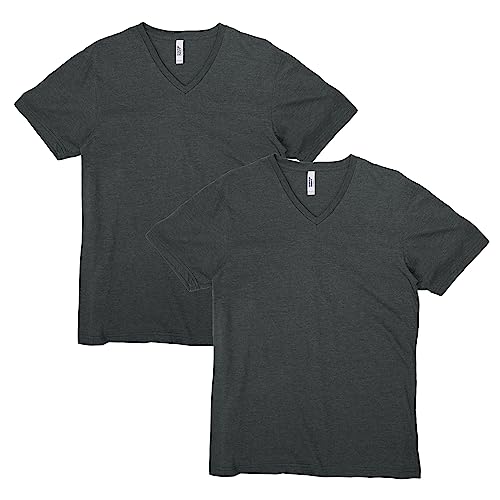American Apparel Unisex-Erwachsene CVC V-Neck T-Shirt, Stil G2006cvc, 2er-Pack, Heather Charcoal (2er-Pack), L von American Apparel
