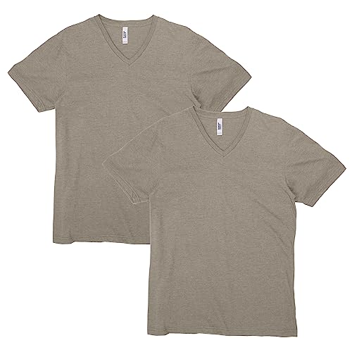 American Apparel Unisex-Erwachsene CVC V-Neck T-Shirt, Stil G2006cvc, 2er-Pack, Khaki meliert (2er-Pack), XL von American Apparel