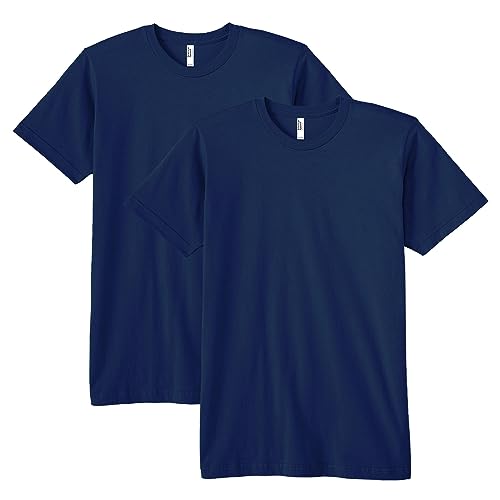 American Apparel Unisex-Erwachsene Fine Jersey Crewneck Short Sleeve, 2-Pack T-Shirt, Navy, Large von American Apparel