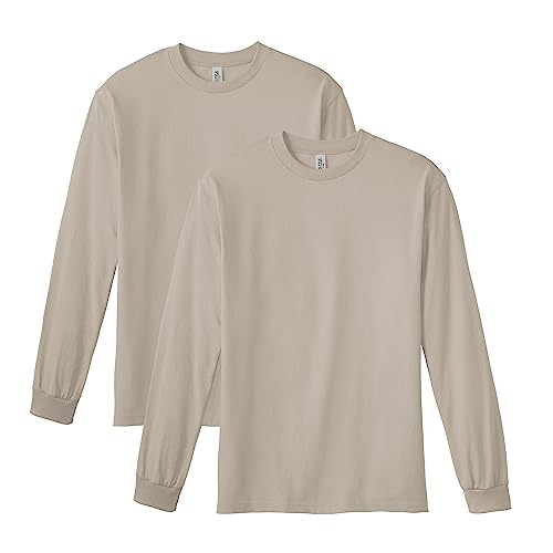 American Apparel Unisex-Erwachsene Long Sleeve, Style G1304, 2-Pack T-Shirt, Sand (2er-Pack), M von American Apparel