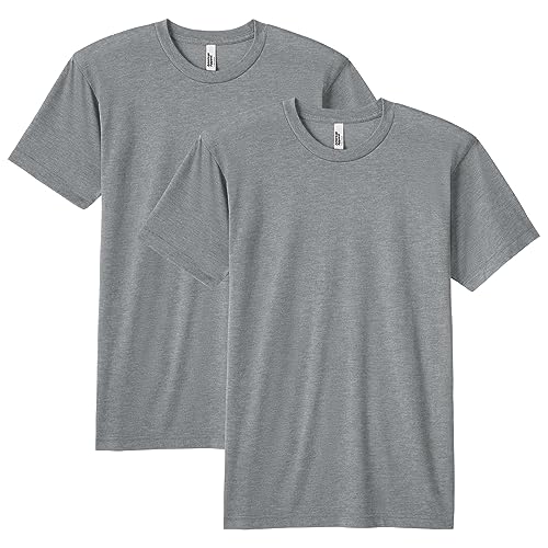 American Apparel Unisex-Erwachsene Tri-Blend Crewneck Short Sleeve Track T-Shirt, Athletic Grey (2er-Pack), L von American Apparel