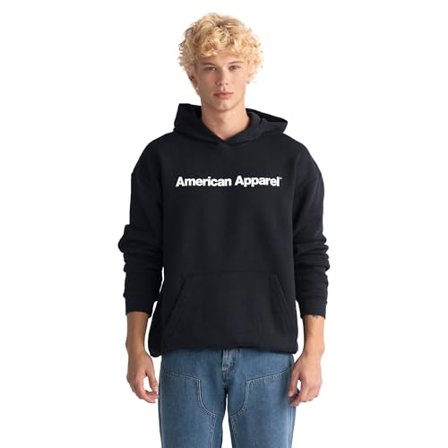 American Apparel Unisex Reflex Fleece Pullover Hoodie Sweatshirt, Grf498aa Kapuzenpullover, Schwarz-weißes Logo in der Mitte (Druck, 1er-Pack), X-Large von American Apparel