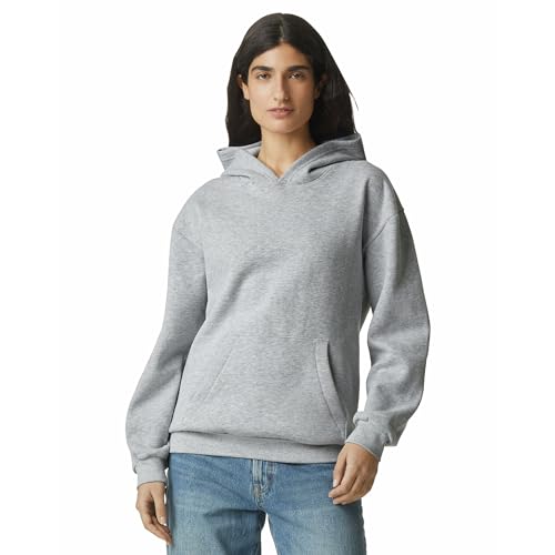 American Apparel Unisex Reflex Fleece Pullover Hoodie Sweatshirt Grf498aa Kapuzenpullover, Meliert, Grau, Large von American Apparel