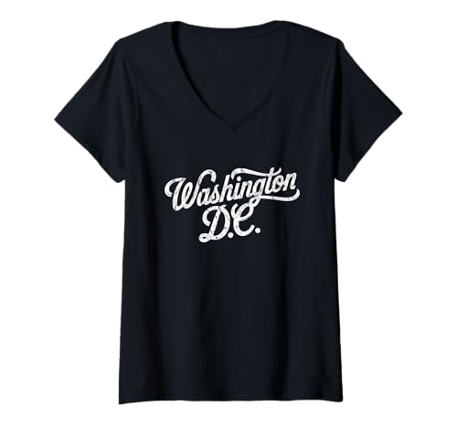 Damen Klassischer Vintage City Sport und Urlaub in Washington D.C T-Shirt mit V-Ausschnitt Damen Klassischer Vintage City Sport und Urlaub in Washington D.C T-Shirt mit V-Ausschnitt von American Cities Retro Collection 70s Stem.