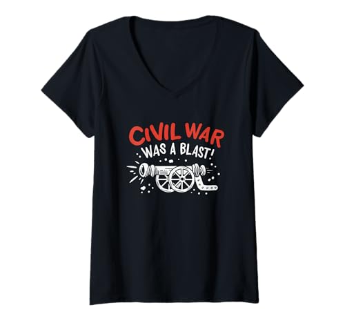 Damen Civil War Cannon, Amerikanischer Bürgerkrieg, Reenactment, Kriegsgeschichte, Fan T-Shirt mit V-Ausschnitt von American Civil War Historian Funny Civil War Joke
