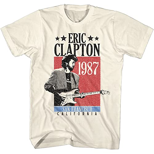 Eric Clapton Musician 1987 San Francisco Concert Erwachsene Kurzarm T-Shirts Grafik Tees, Beige, Klein von American Classics
