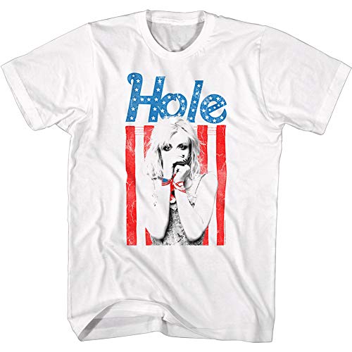 Hole Rock Band Courtney Love Hole Flag T-Shirt für Erwachsene, kurzärmelig, Weiß, Groß von American Classics