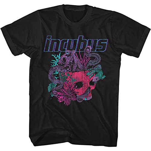 Incubus T-Shirt für Erwachsene, kurzärmelig, Motiv: Rockband, Oktopus, Totenkopf, Skizze, schwarz, Mittel von American Classics