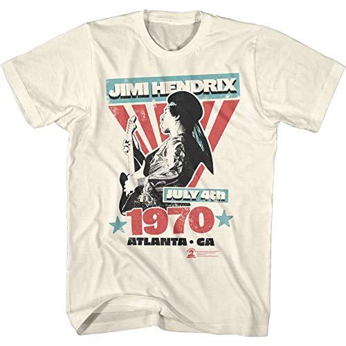 Jimi Hendrix Musician 4. Juli 1970 Atlanta Georgia Concert Vintage Distressed Look Erwachsene Kurzarm T-Shirt - Weiß - Groß Jimi Hendrix Musician 4. Juli 1970 Atlanta Georgia Concert Vintage Distressed Look Erwachsene Kurzarm T-Shirt - Weiß - Groß von American Classics