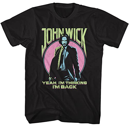 John Wick T-Shirt Yeah I'm Thinking I'm Back Erwachsene Kurzarm T-Shirts Vintage Style Grafik Tees Herren, Schwarz, Mittel von American Classics