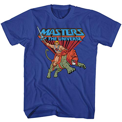 Masters of The Universe TV Series He-Man Rides Into Battle T-Shirt für Erwachsene, Blau, L von American Classics