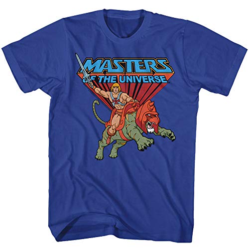 Masters of The Universe TV Series He-Man Rides Into Battle T-Shirt für Erwachsene, blau, Mittel von American Classics