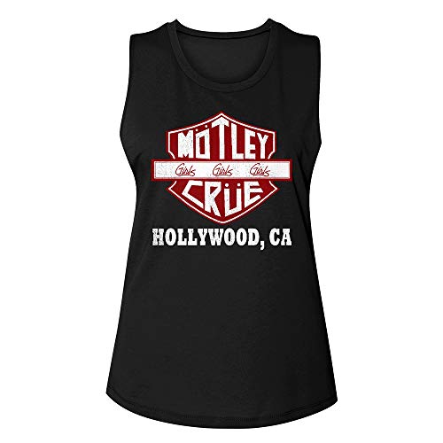 Motley Crue 1981 Heavy Metal Rock Band Crue Sign Black Ladies Muscle Tank Top - Schwarz - Klein von American Classics