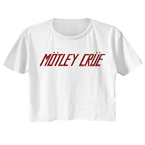 Motley Crue 80er Jahre Haarband Damen Kurzarm Festical Cali Crop Top, Weiß, X-Groß von American Classics