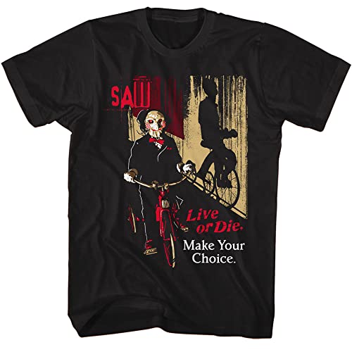Saw Horror Movie T-Shirt Your Choice Live Or Die Erwachsene Kurzarm T-Shirts Vintage Style Grafik Tees Herren, Schwarz, XX-Large von American Classics