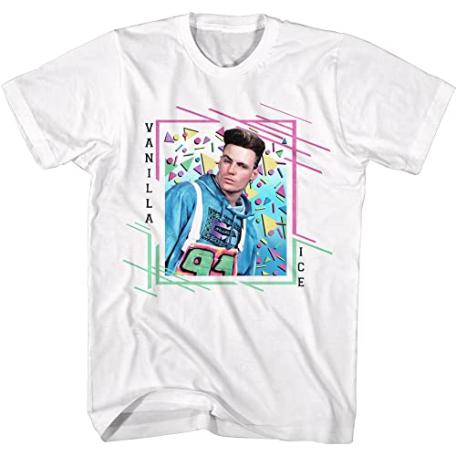 Vanilla Ice 90er Jahre Hip Hop Rapper '91 Retro Stil Erwachsene Kurzarm T-Shirt Graphic Tees, Weiß, Mittel von American Classics