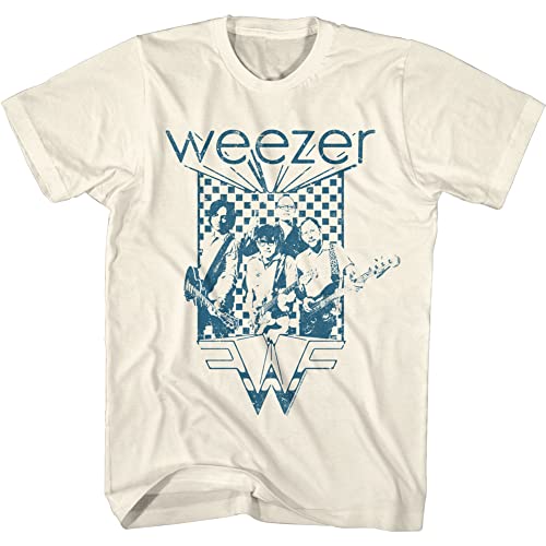 Weezer T-Shirt mit Rockmusikband und Logo, Vintage-Stil, für Erwachsene, kurzärmelig, beige, XX-Large von American Classics