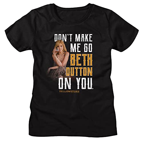 Yellowstone T-Shirt Don't Make Me Go Beth Dutton On You Damen Kurzarm T-Shirts Grafik T-Shirts, Schwarz, Groß von American Classics
