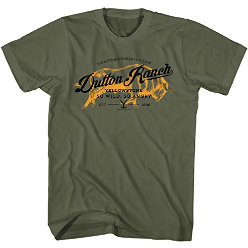 Yellowstone T-Shirt Dutton Ranch Erwachsene Kurzarm T-Shirts Vintage Stil Grafik Tees Herren, military green, Mittel von American Classics