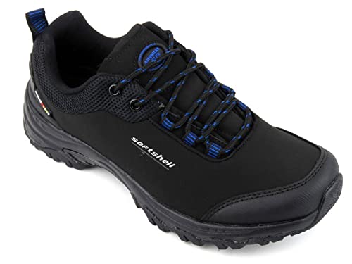 American Club MATT OBUWIE Herrenschuhe Trekkingschuhe Wanderschuhe Softshell-Material Atmungsaktiv Erhöhte Wasserbeständigkeit Winddicht rutschfeste Sohle Schnürung Schwarz Dunkelblau 46 von American Club