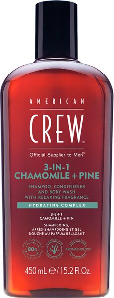 American Crew 3 in 1 Chamomile & Pine Shampoo, Conditioner & Body Wash 450 ml von American Crew