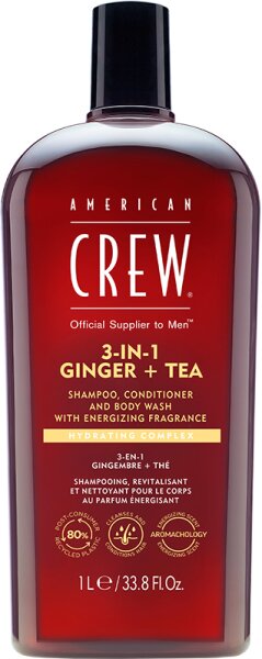 American Crew 3 in 1 Ginger & Tea Shampoo, Conditioner & Body Wash 1000 ml von American Crew