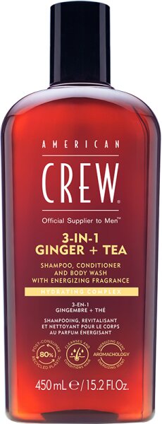 American Crew 3 in 1 Ginger & Tea Shampoo, Conditioner & Body Wash 450 ml von American Crew