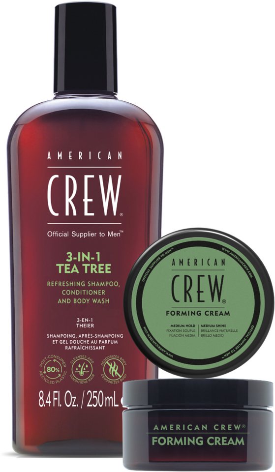 American Crew Haarpflege-Set Holiday Duo Set - Tea Tree Shampoo 250ml + Forming Cream 50g, Set, 2-tlg., Limited Edition von American Crew