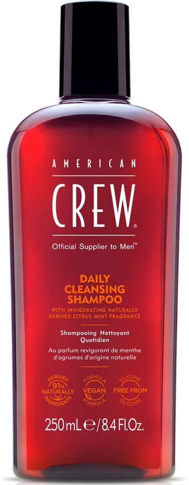 American Crew Haarshampoo Daily Cleansing Shampoo 250 ml, 1-tlg., Glanz für Herren aller Haartypen, vegan und feuchtigkeitsspendend. von American Crew
