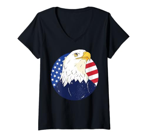 Damen American Eagle T-Shirt; American Eagle T-Shirt; USA T-Shirt T-Shirt mit V-Ausschnitt von American Eagle Shirts