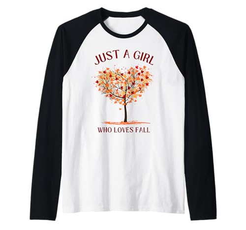 Nur EIN Mädchen, das Herbst liebt, orange, rot, gelb, herbstlich Raglan von American Fall theme outfit for Women Teens Girls