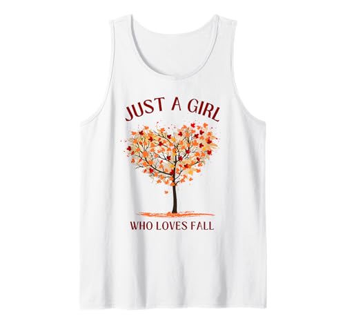 Nur EIN Mädchen, das Herbst liebt, orange, rot, gelb, herbstlich Tank Top von American Fall theme outfit for Women Teens Girls