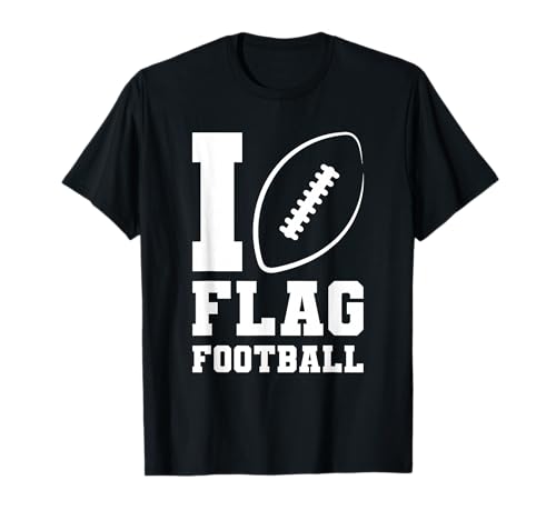 I love Flag Football Frauen Männer Jungen Mädchen Kinder T-Shirt von American Flag Football Fans und Spieler Ausrüstung