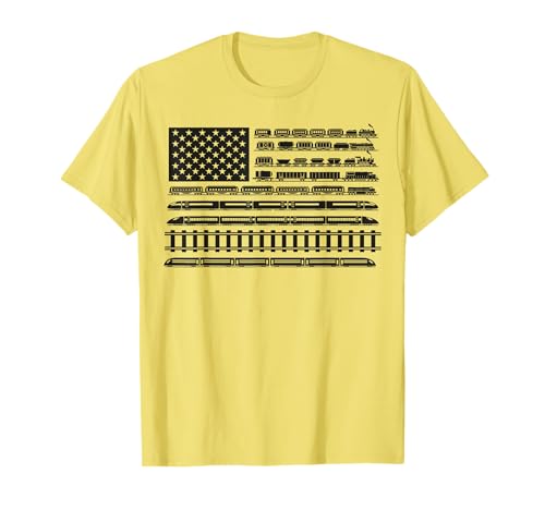 Jungen Amerikanische Flagge Zug Lokomotive Eisenbahn Dampfliebhaber T-Shirt von American Flag Train 4th Of July Men Boys Vintage