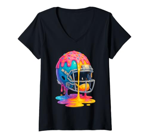 Damen Football Drip Football Sprinkle Football Lover Helmet Drip T-Shirt mit V-Ausschnitt Damen Football Drip Football Sprinkle Football Lover Helmet Drip T-Shirt mit V-Ausschnitt von American Football Drip Helmet