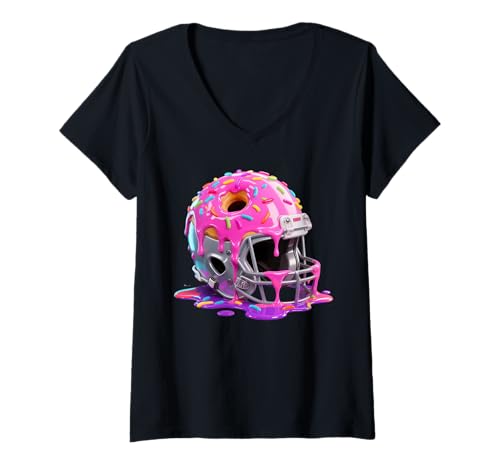 Damen Football Drip Football Sprinkle Football Lover Helmet Drip T-Shirt mit V-Ausschnitt Damen Football Drip Football Sprinkle Football Lover Helmet Drip T-Shirt mit V-Ausschnitt von American Football Drip Helmet