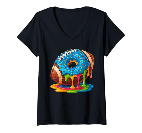 Damen Football Drip Football Sprinkle Football Lover T-Shirt mit V-Ausschnitt Damen Football Drip Football Sprinkle Football Lover T-Shirt mit V-Ausschnitt von American Football Drip