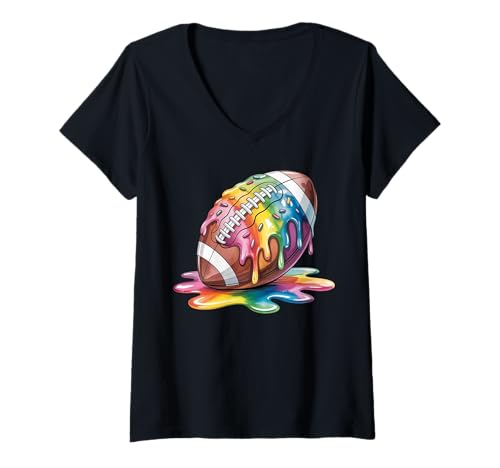 Damen Football Drip Football Sprinkle Football Lover T-Shirt mit V-Ausschnitt Damen Football Drip Football Sprinkle Football Lover T-Shirt mit V-Ausschnitt von American Football Drip