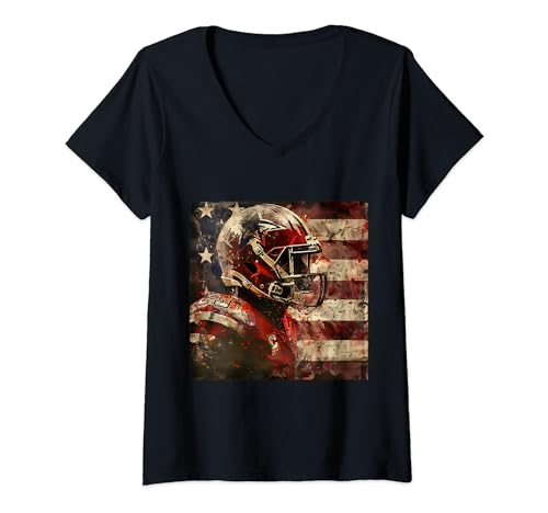 Damen American Football Geschenke für Footballer Football Spieler T-Shirt mit V-Ausschnitt von American Football Footballer & Fans Geschenke