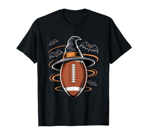 Halloween Fußball Hexe Gruselige Fledermäuse Kostüm Herren Jungen Kinder T-Shirt von American Football Halloween Costume