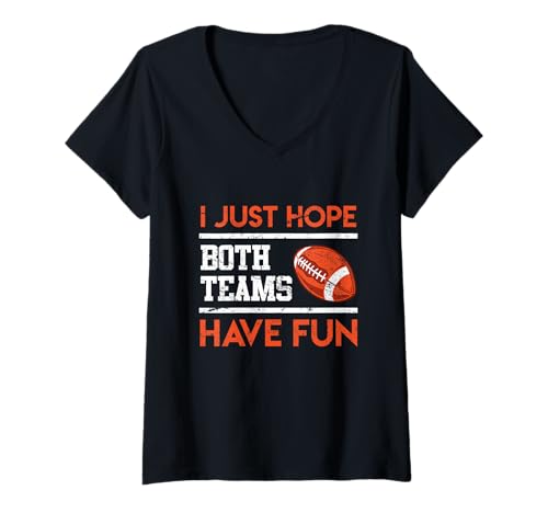 Damen Hope both Teams have Fun Football T-Shirt mit V-Ausschnitt von American Football Shirts