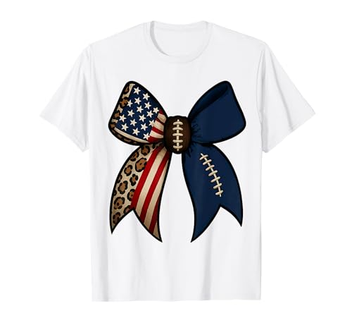 American Football US-Flagge Leopard Frauen Mädchen Fußballliebhaber T-Shirt von American Football bow American flag