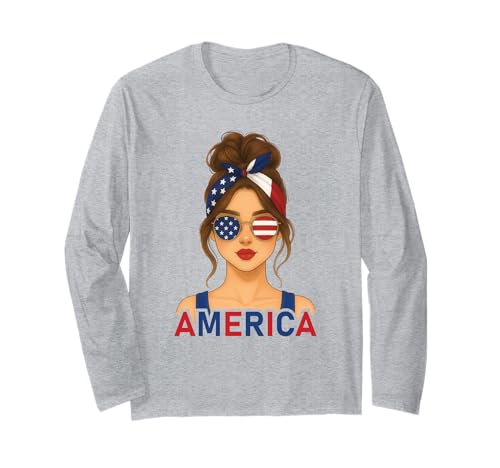 Brunette American Girl America Flag American Girlfriend Wife Langarmshirt Brunette American Girl America Flag American Girlfriend Wife Langarmshirt von American Girl Designs Blond And Brunette