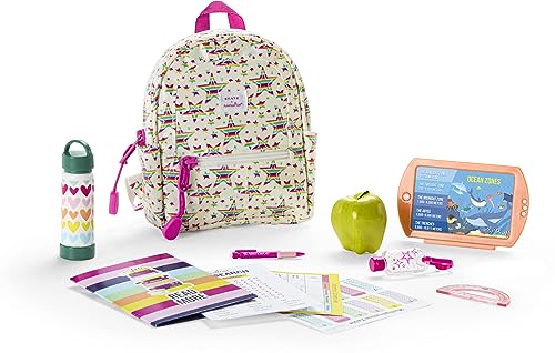 American Girl Truly Me Star Student 8-teiliges Rucksack-Set für 45,7 cm große Puppen mit Regenbogen-Stern-Print x State Bags Rucksack, gepolsterte Schultergurte, Schulzubehör, ab 6 Jahren von American Girl