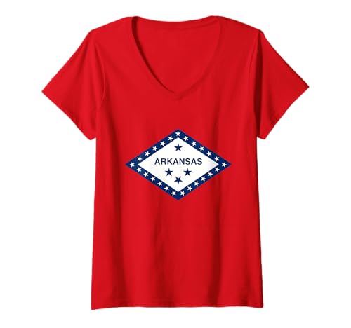 Damen State Flag of Arkansas T-Shirt mit V-Ausschnitt Damen State Flag of Arkansas T-Shirt mit V-Ausschnitt von American Heritage US State Flags
